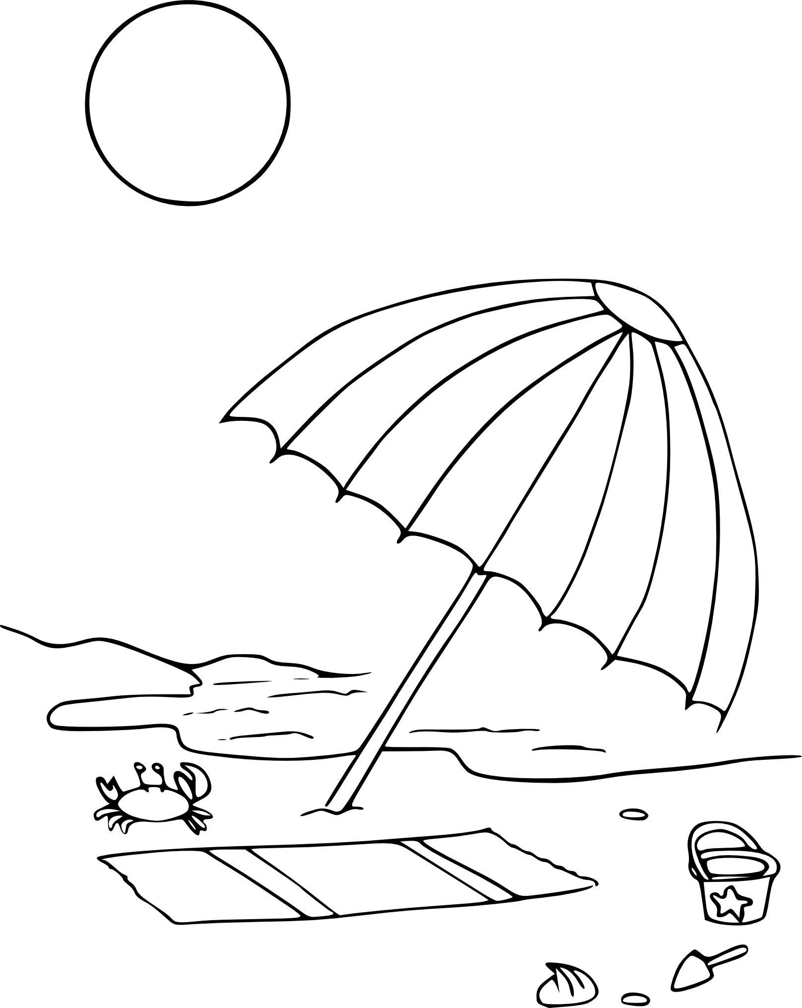 coloriage parasol de plage