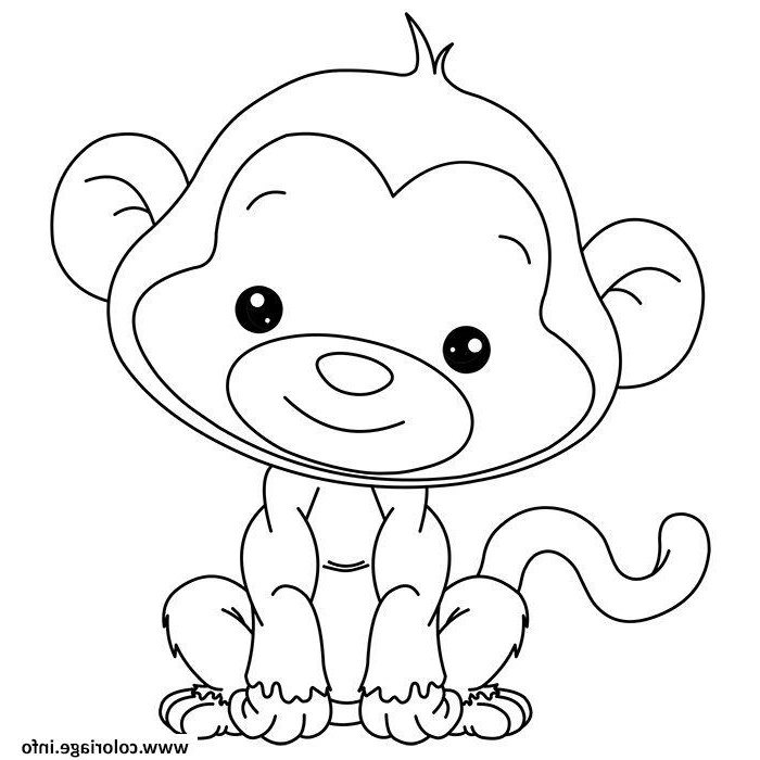 adorable petit singe pour enfant coloriage