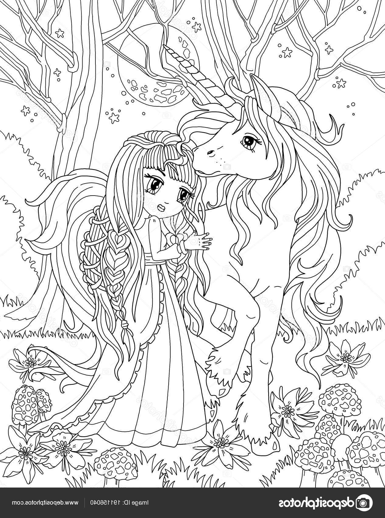 stock photo coloring page unicorn princess