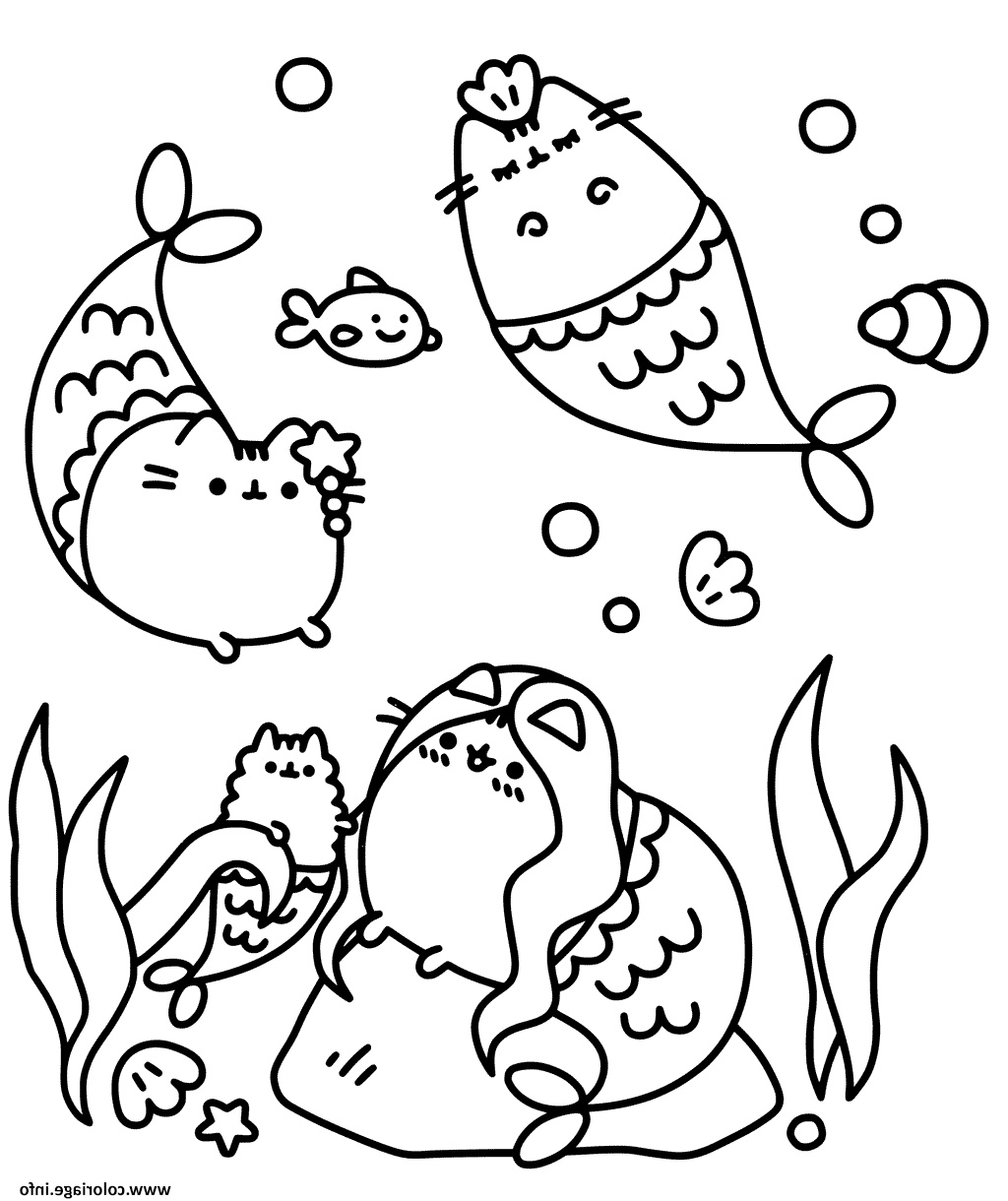 pusheen the cat underwater coloriage dessin