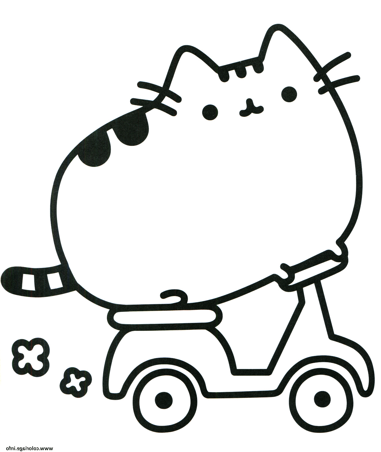 pusheen cat on scooter coloriage dessin