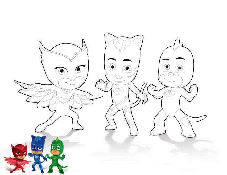 dibujos para colorear pjmasks heroes en pijamas