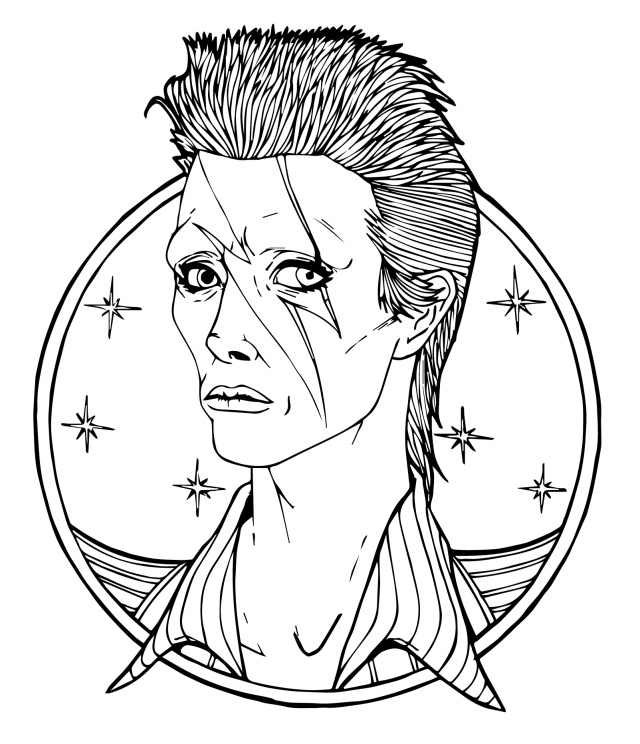 david bowie coloring page by austin artist