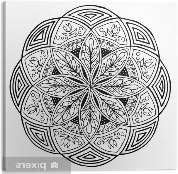 main dessin mandala ornement rond floral motif pour livre de coloriage ou impression pour tissu vector illustration