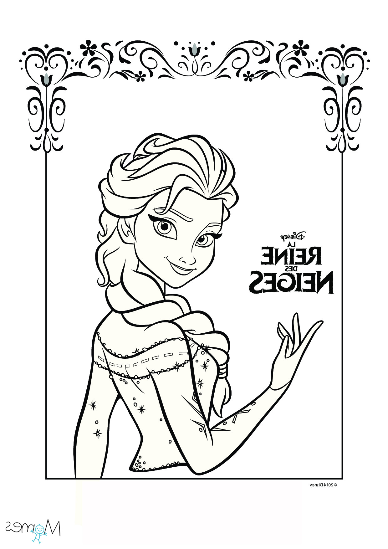 Coloriage Reine des Neiges portrait d Elsa
