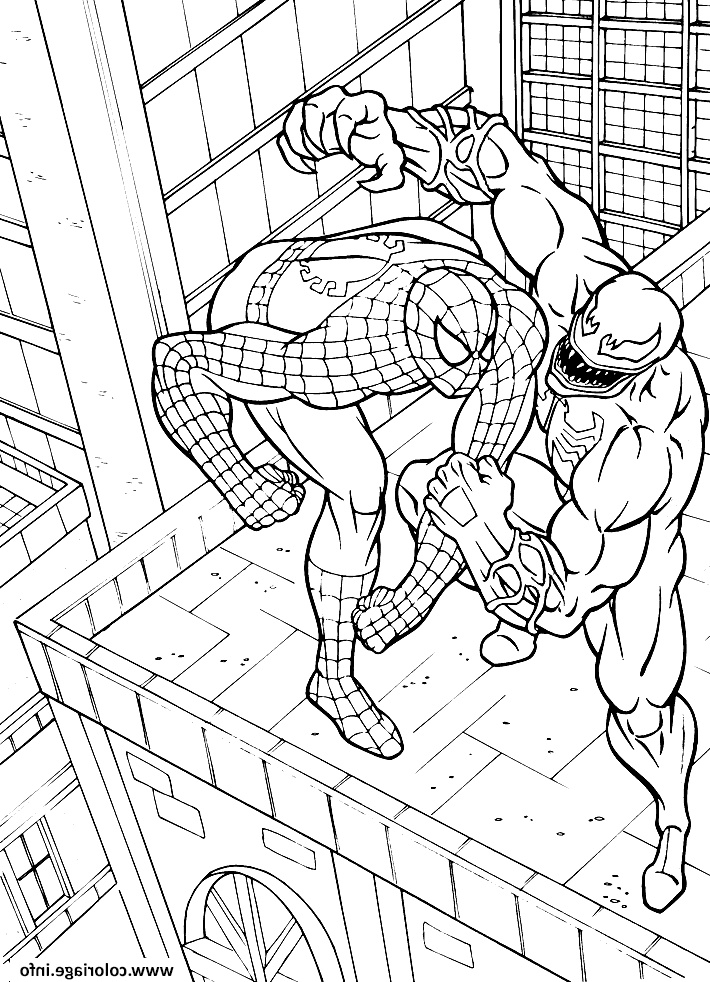 spiderman contre venom coloriage
