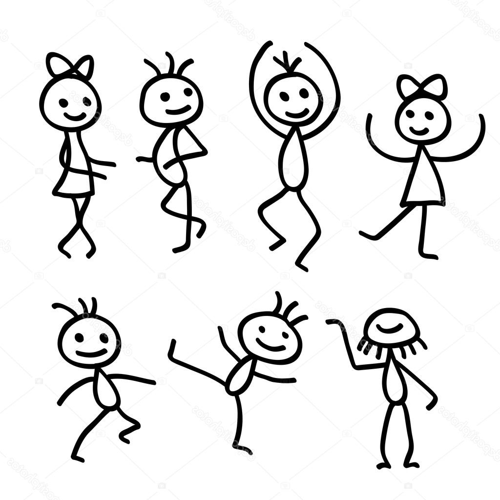 stock illustration cartoon dancing people