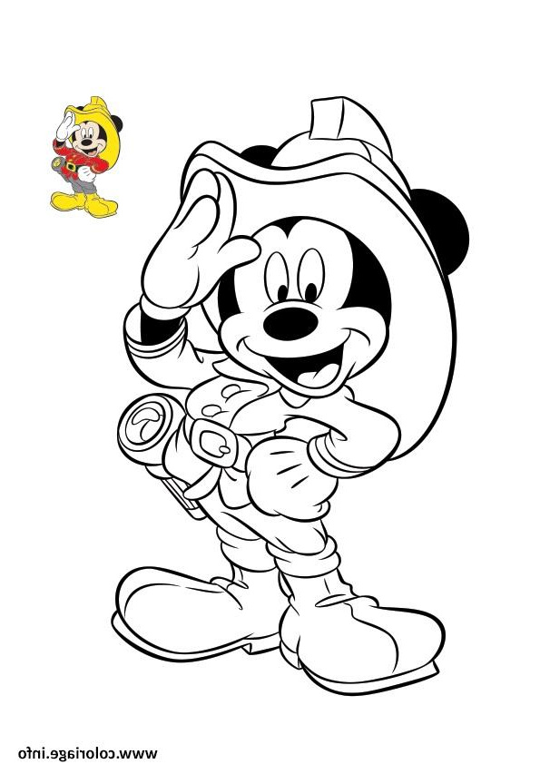 mickey mouse pompier coloriage