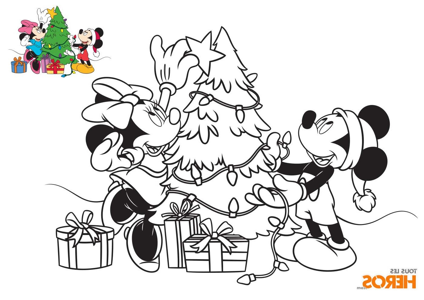 coloriages noel mickey minnie