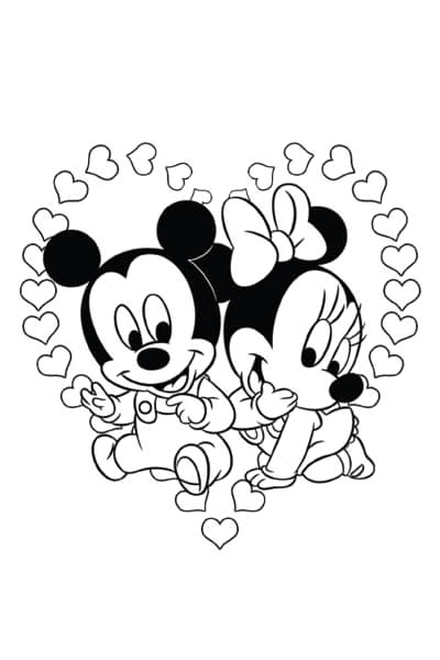 coloriage minnie et mickey