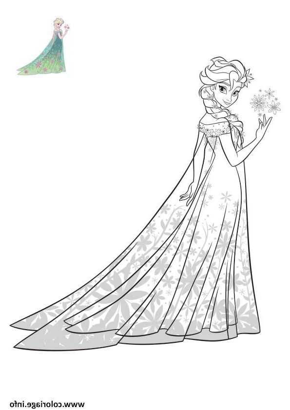 elsa reine des neiges robe exotique disney coloriage