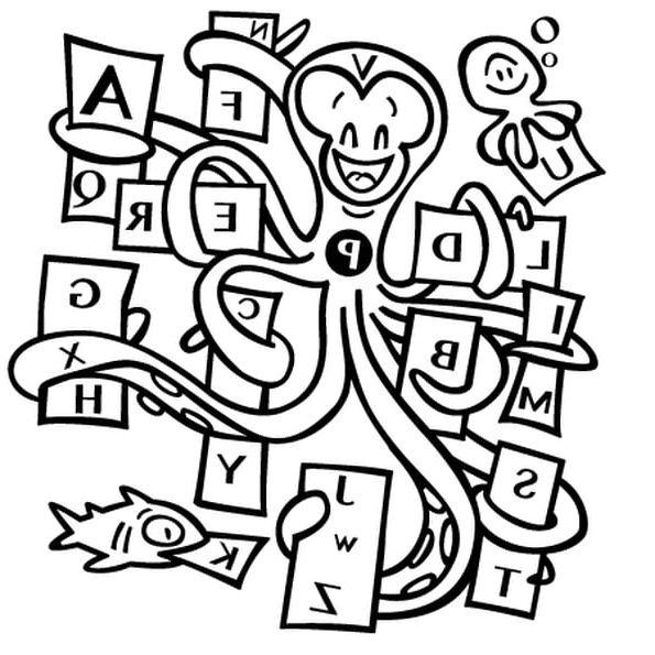 pieuvre alphabet coloriage