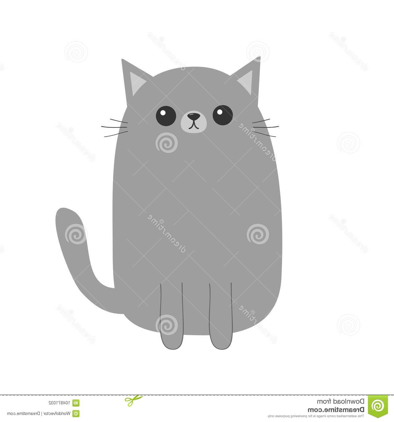 chaton gris de chat personnage dessin animé mignon animal kawaii visage drôle avec des yeux moustaches nez oreilles carte voeux image
