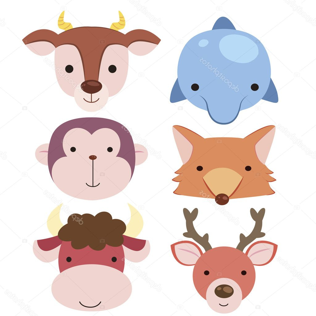 stock illustration cute animal head icon04