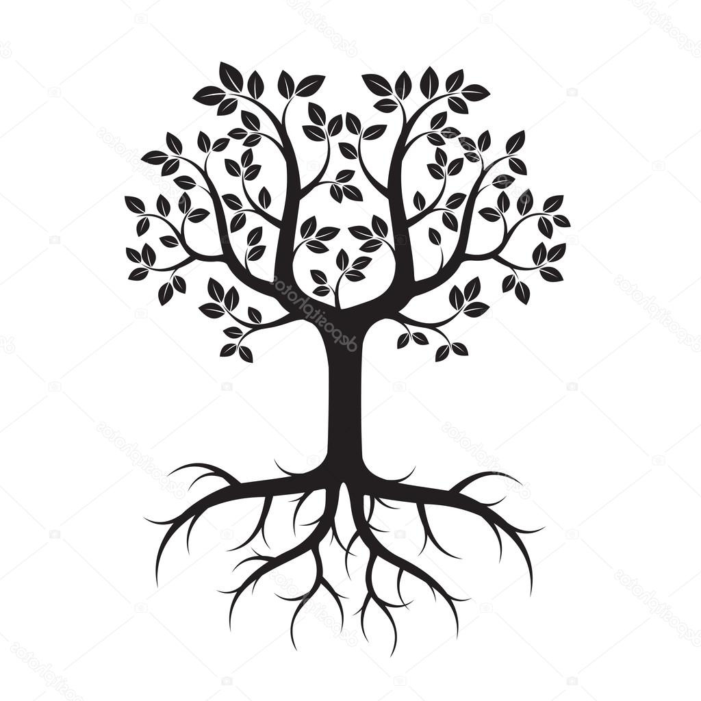 stock illustration shape of tree with leafs