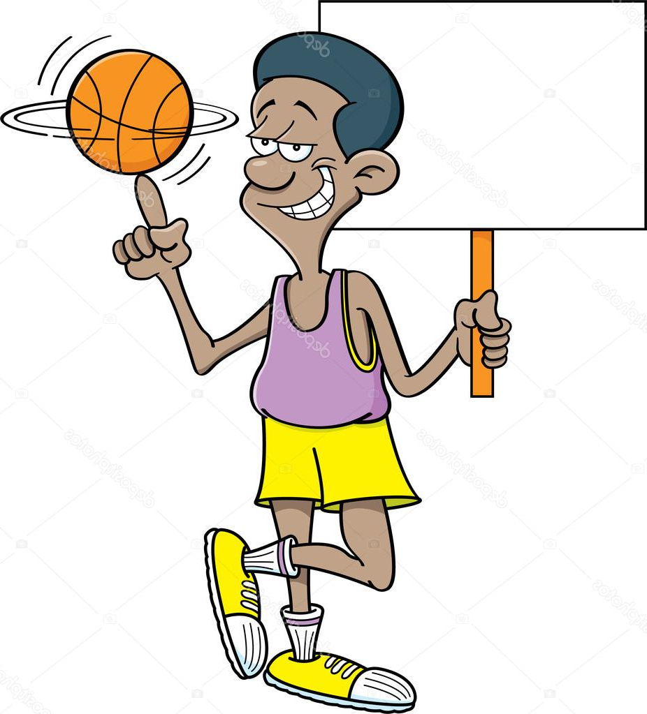stock illustration cartoon basketball player holding a