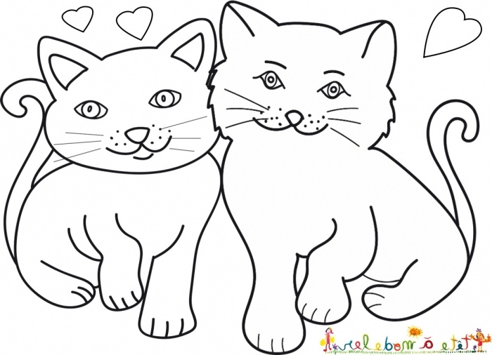 coloriage des chats amoureux
