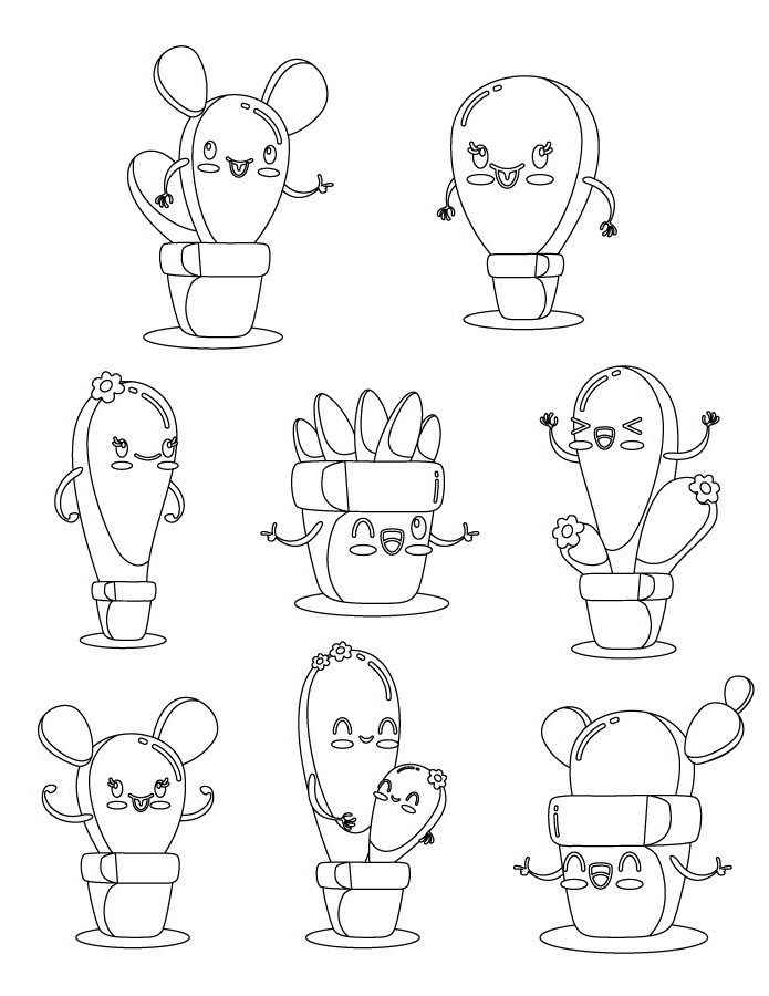 dessin cactus kawaii pour imprimer