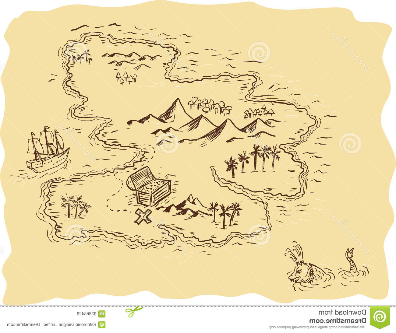 illustration stock dessin de bateau de navigation de carte de trésor de pirate image