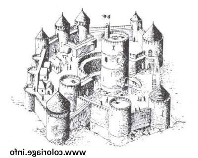 chateau fort du moyen age 2 coloriage