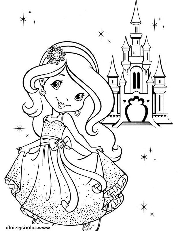 princesse charlotte devant son chateau coloriage dessin