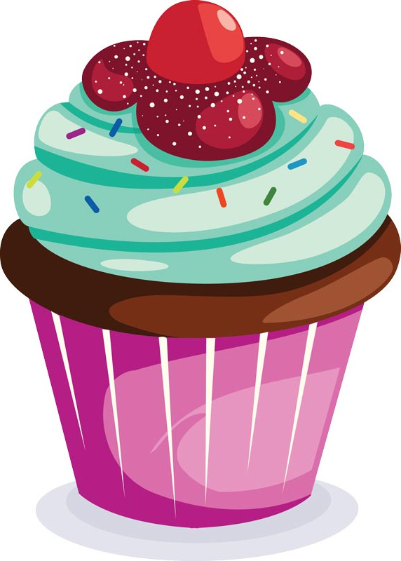 delicious cupcakes with sprinkles vector