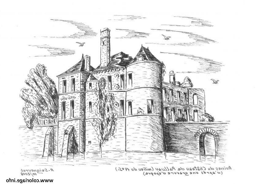chateau fort du moyen age chateau de palluau par r seigneuret coloriage