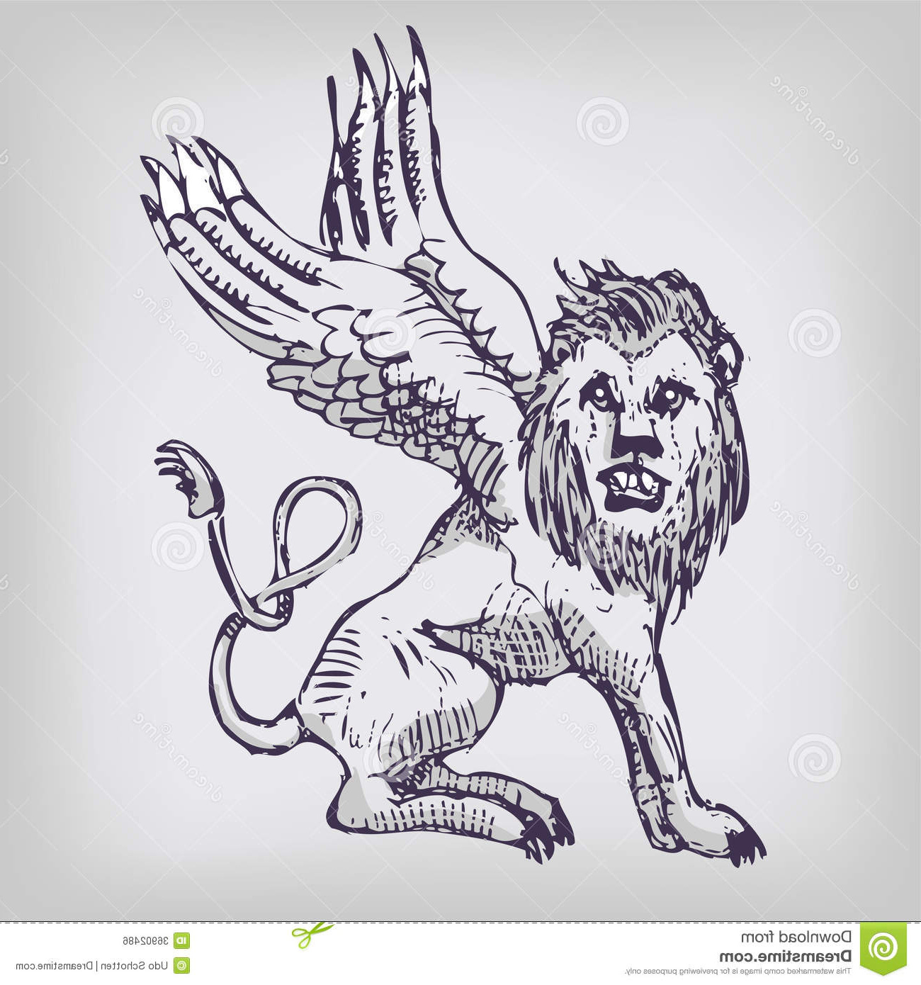 image libre de droits lion de dessin avec des ailes image