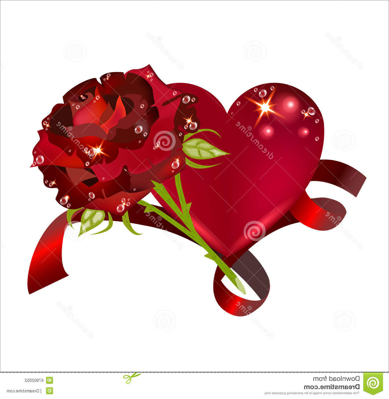 illustration stock le beau coeur avec une rose entrelac avec un ruban rouge image