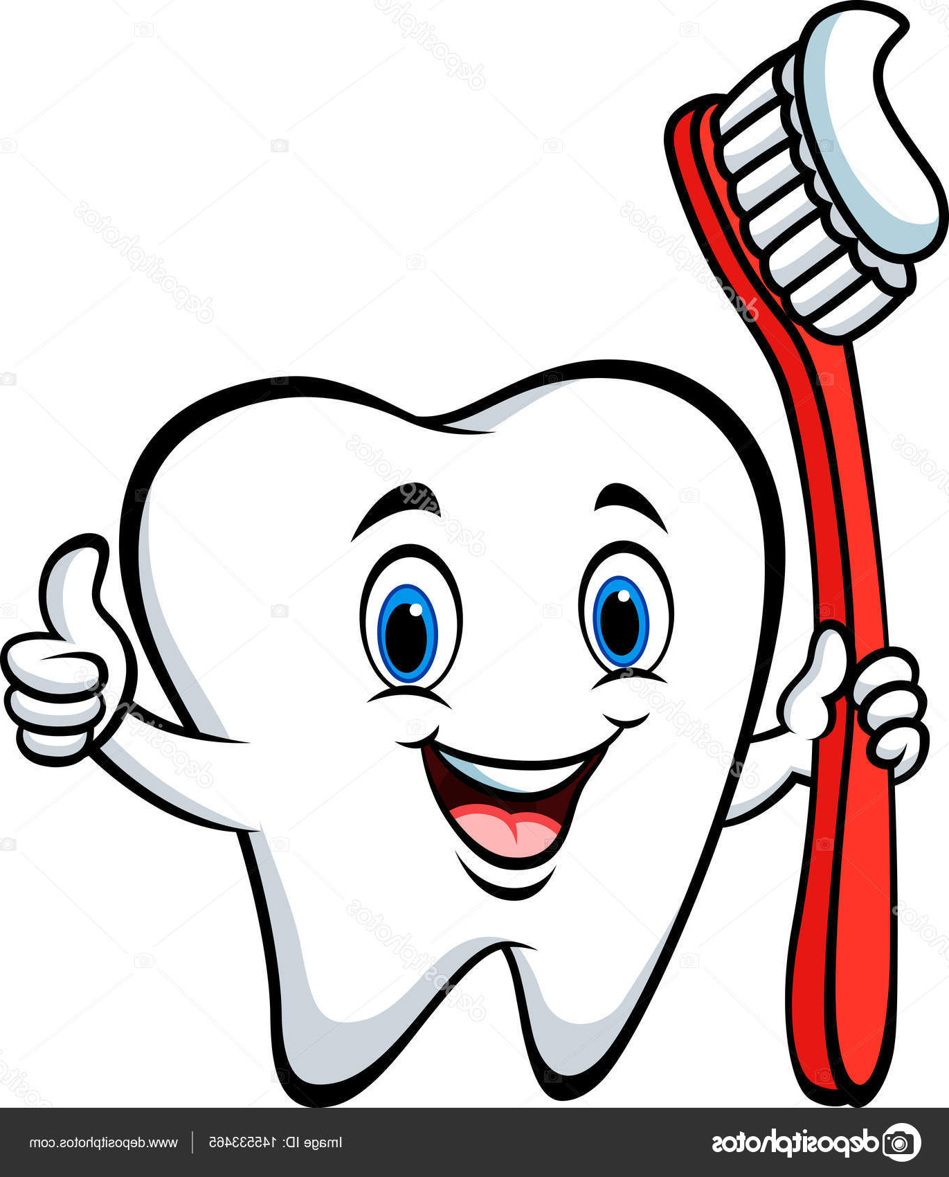 stock illustration cartoon tooth holding a tooth