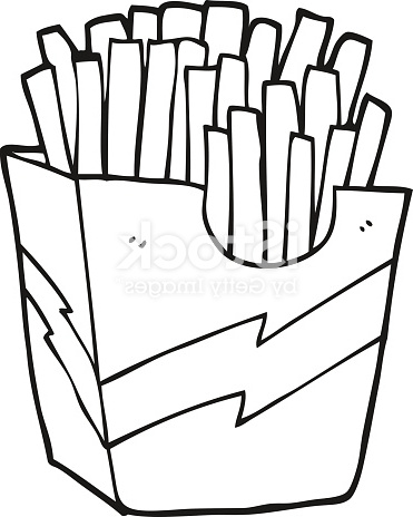 black and white cartoon french fries gm