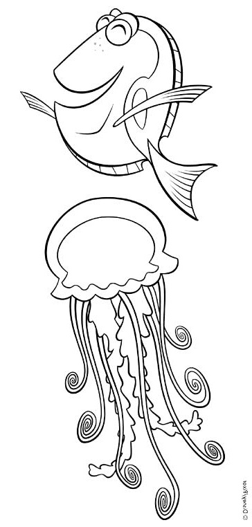 coloriage nemo dory et la meduse
