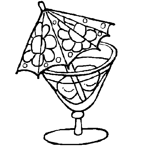 dessin verre cocktail glacon parasol