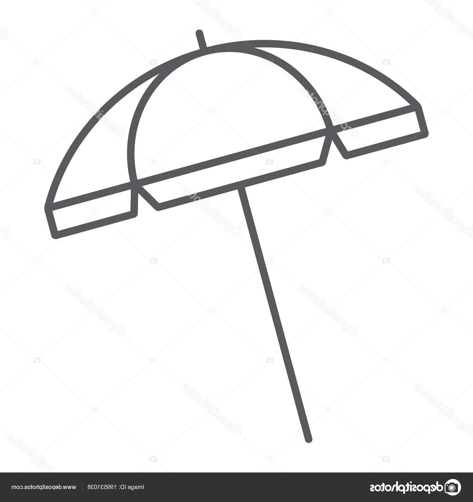 stock illustration beach umbrella thin line icon
