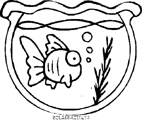 imprimer coloriage 2373 un bocal et un poisson rouge qui fait des bulles