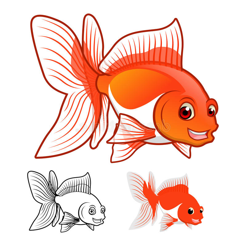 illustration stock le personnage de dessin animé de haute qualité de poisson rouge de rose des vents incluent la conception et la ligne plates art image
