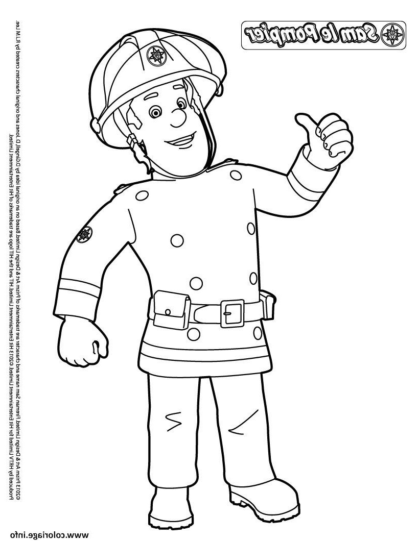 sam le pompier heureux coloriage dessin