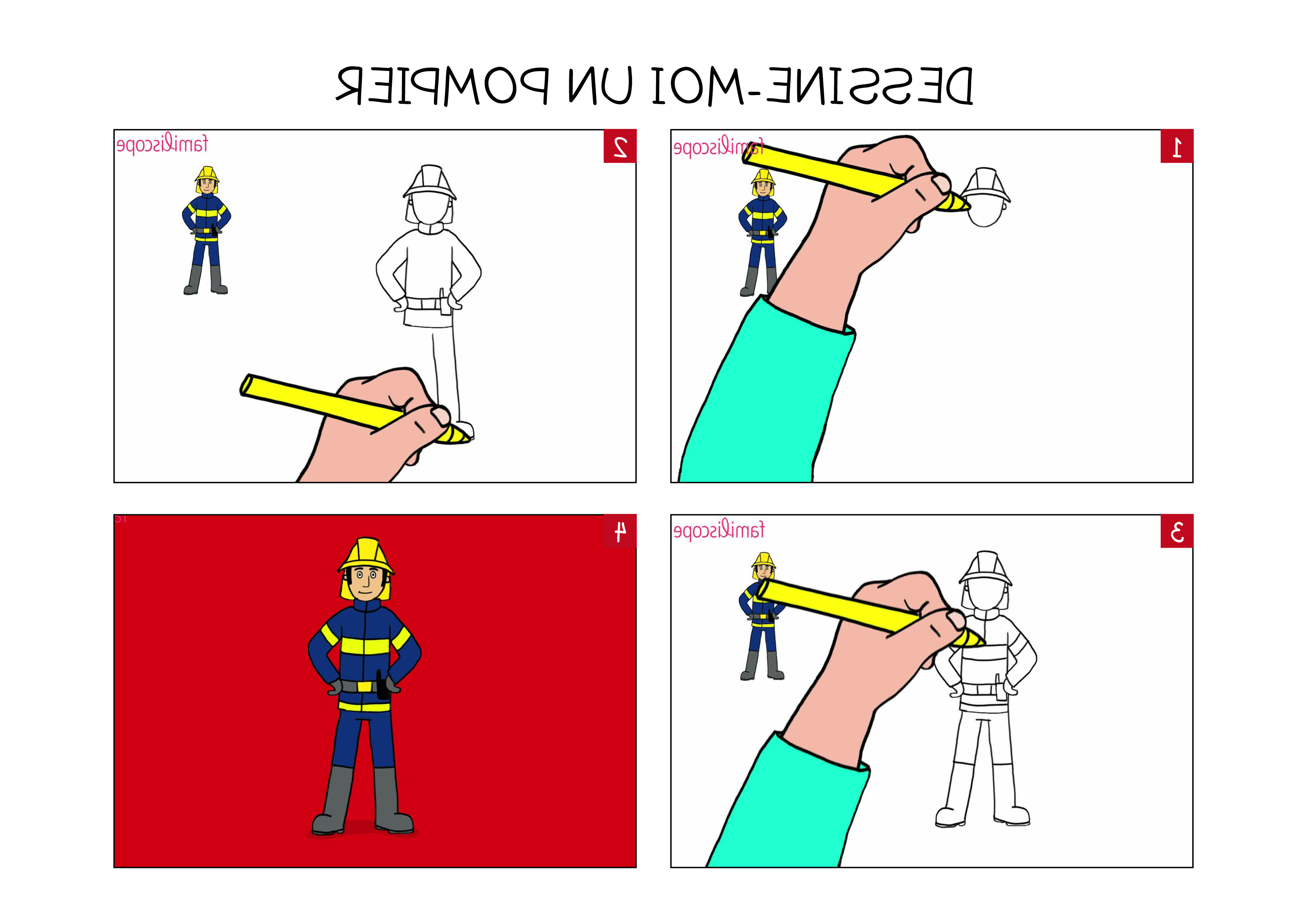 apprendre a dessiner un pompier en 3 etapes