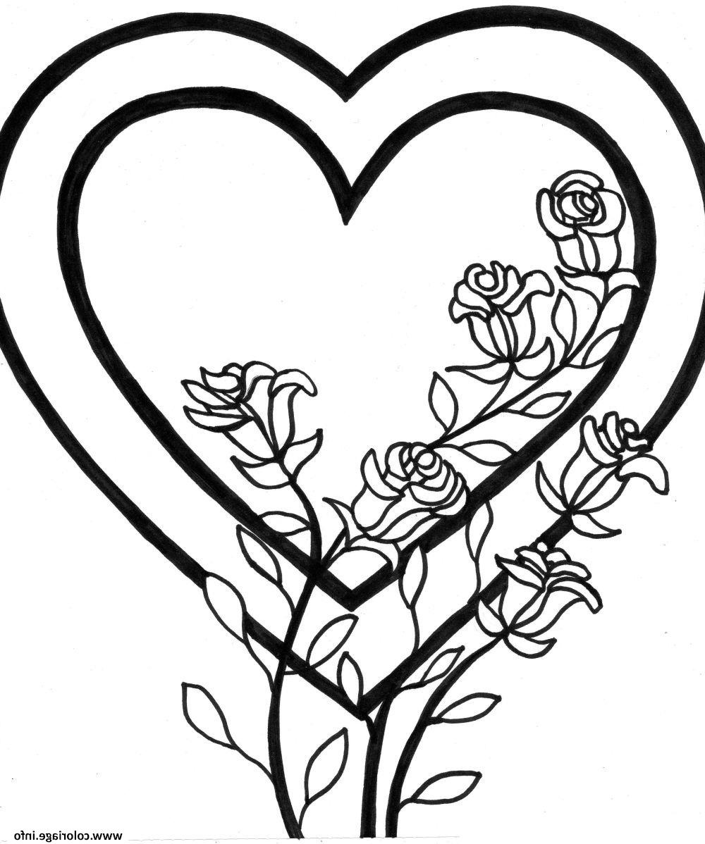 coeur avec des roses coloriage dessin