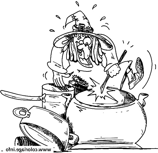 dessin d une sorciere qui cuisine dans sa marmite coloriage dessin