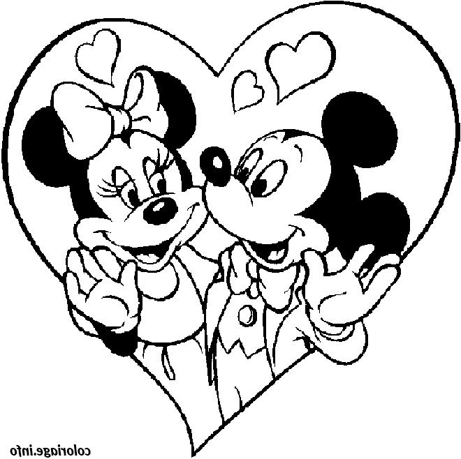 st valentin mickey et minnie dans un coeur coloriage 7882