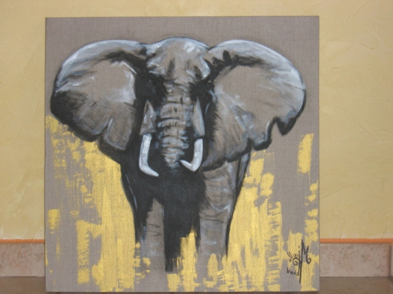 tableau elephant animaux elephant afrique p 1557