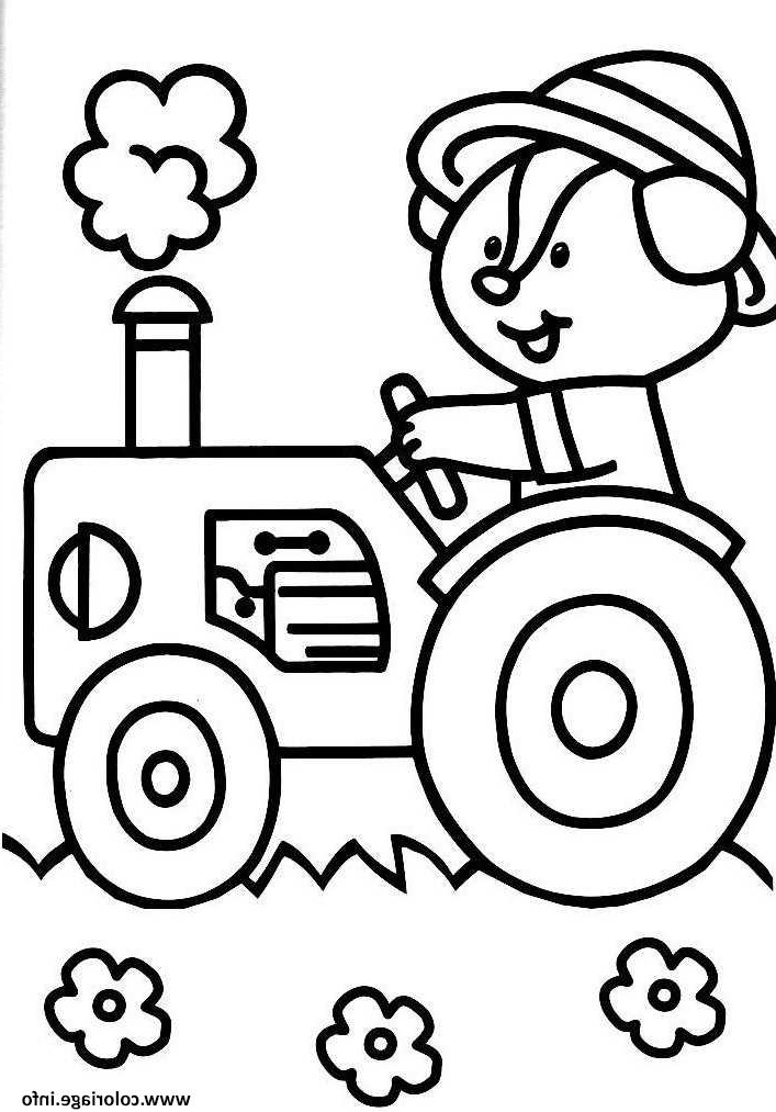 tracteur avec un animal coloriage