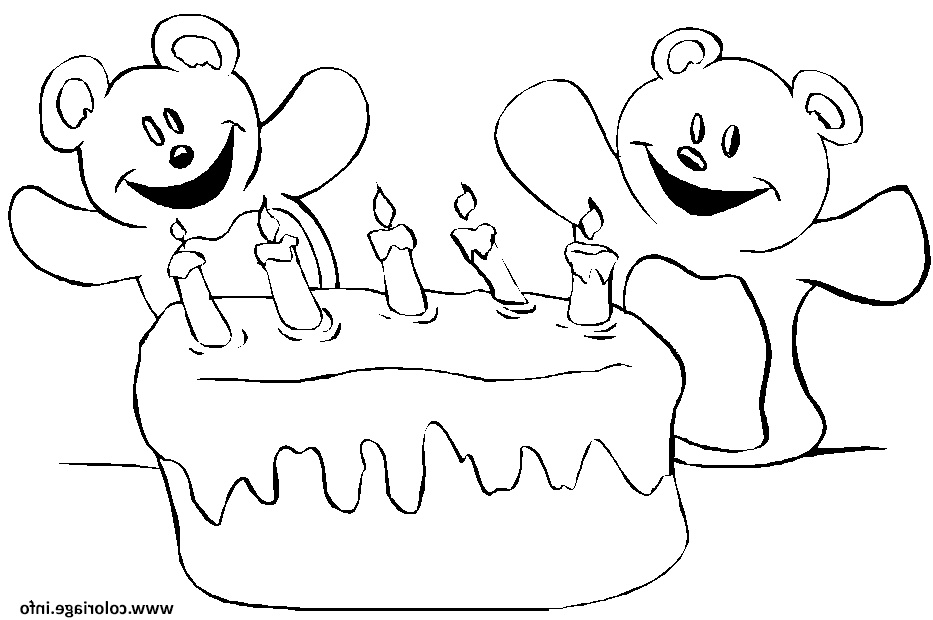 gateau d anniversaire avec 5 bougies coloriage
