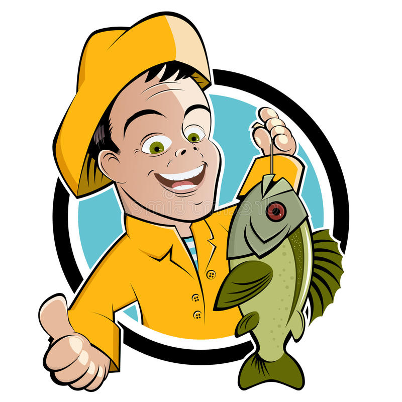 photo stock dessin animé heureux de pêcheur image