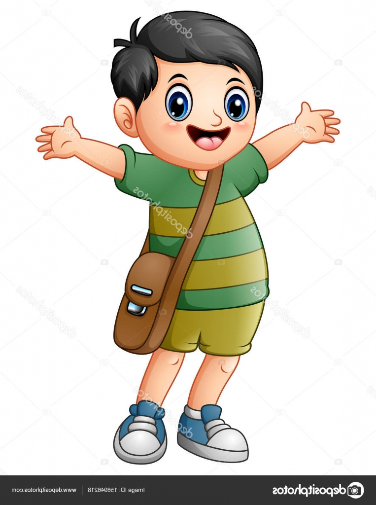 stock illustration happy schoolboy cartoon
