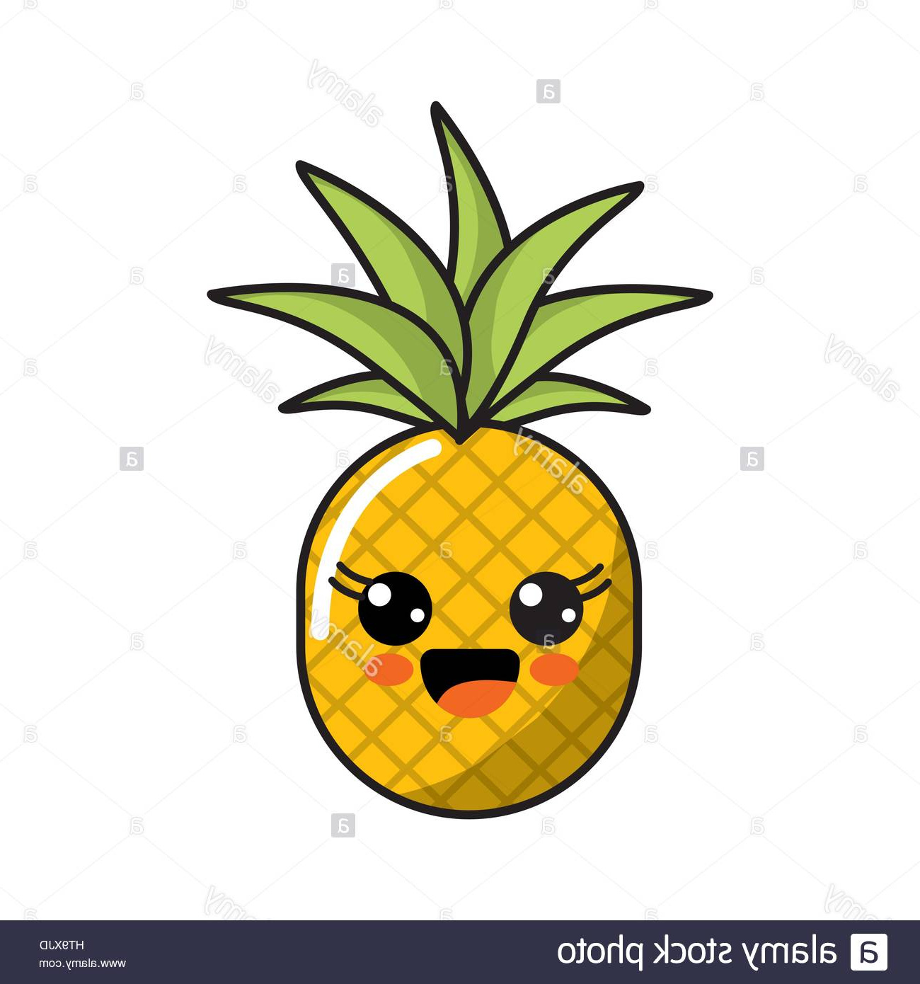 stock photo color kawaii happy pineapple icon