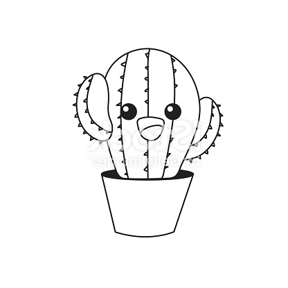 line kawaii cute tender cactus plant gm
