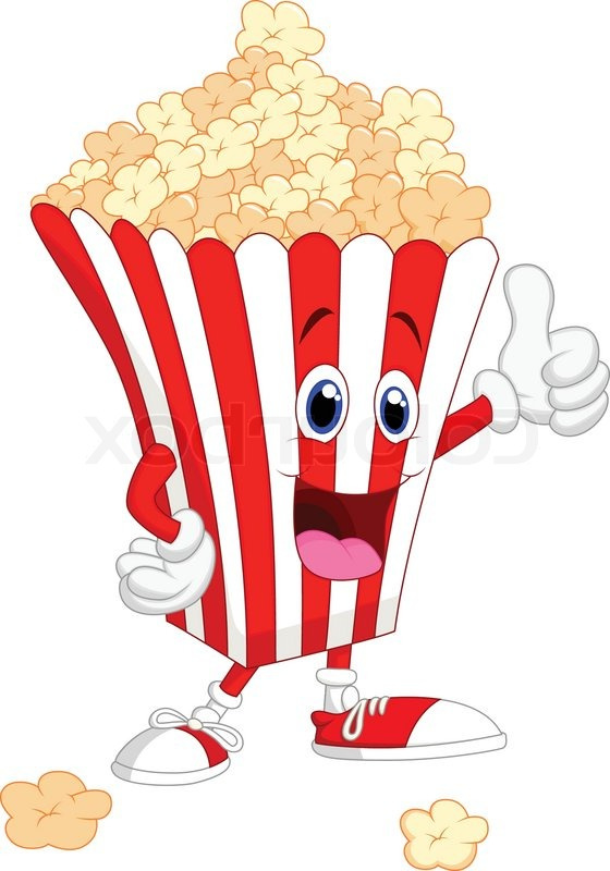 cute popcorn cartoon with thumb up vector