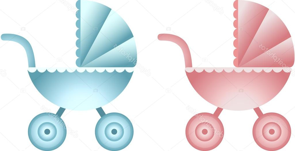 stock illustration baby carriage pink and blue